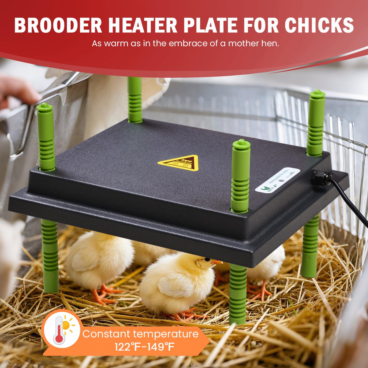 Tetuga Chicken Brooder Box for Chick Starter Kit - 10 * 12inch Brooder Heating Plate Chick Brooder Pen/Baby Chicken Brooder Box 4-in-1 Bundles with Chicken Feeder, Waterer (Brooder Set) Tetuga