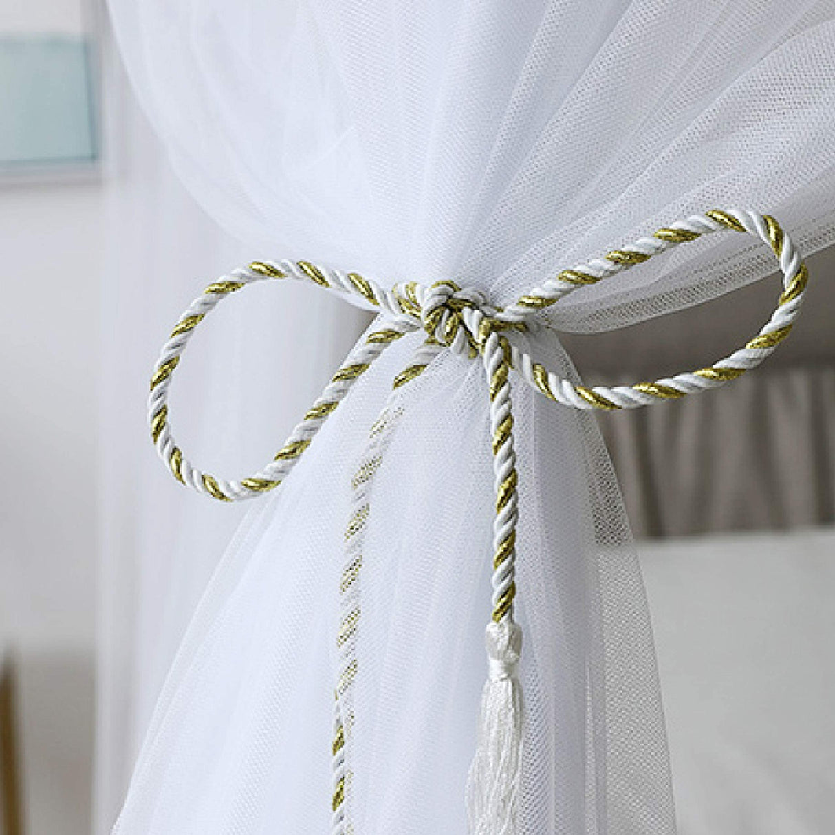 Twinkle Star 4 Corner Post Bed Canopy, Elegant Curtain Net for Full/Queen/King Size Bed (White) Twinkle Star