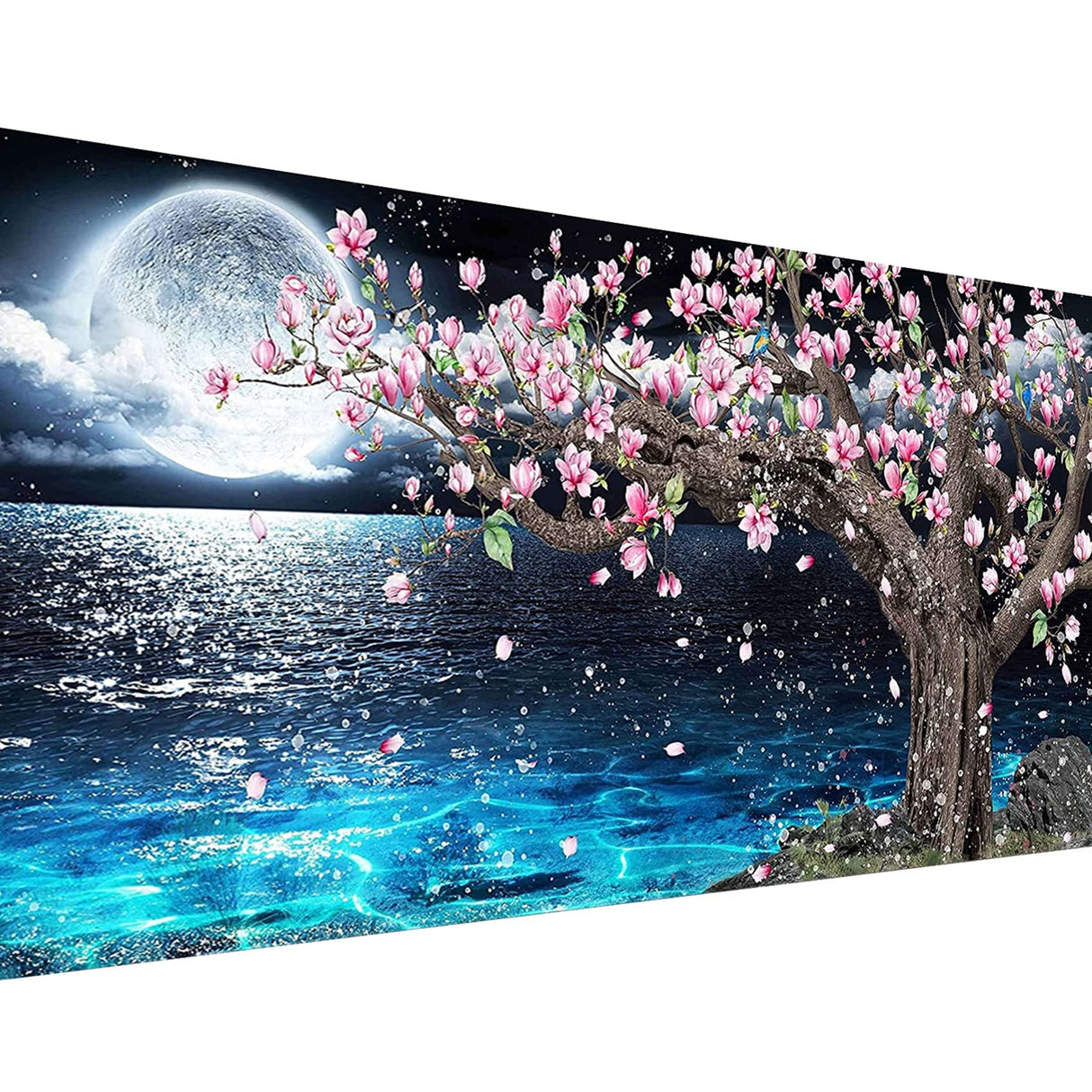 pchmcu 5D Lake Diamond Painting, Diamond Painting Moon Kits for AdultsïŒDIY Full Drill Crystal Rhinestone Arts and Crafts, Gem Art Paints with Diamond Home Wall Decor 27.5 X 15.7inch pchmcu
