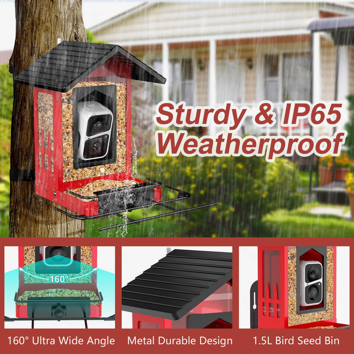 birdsnap® APS - Metal Bird Feeder with Camera Solar Panel 32GB Card, AI Identify 10000+ Birds Camera Feeder, 2K HD Live View Auto Record Bird Video, Ideal Xmas Gift for Bird Lovers birdsnap