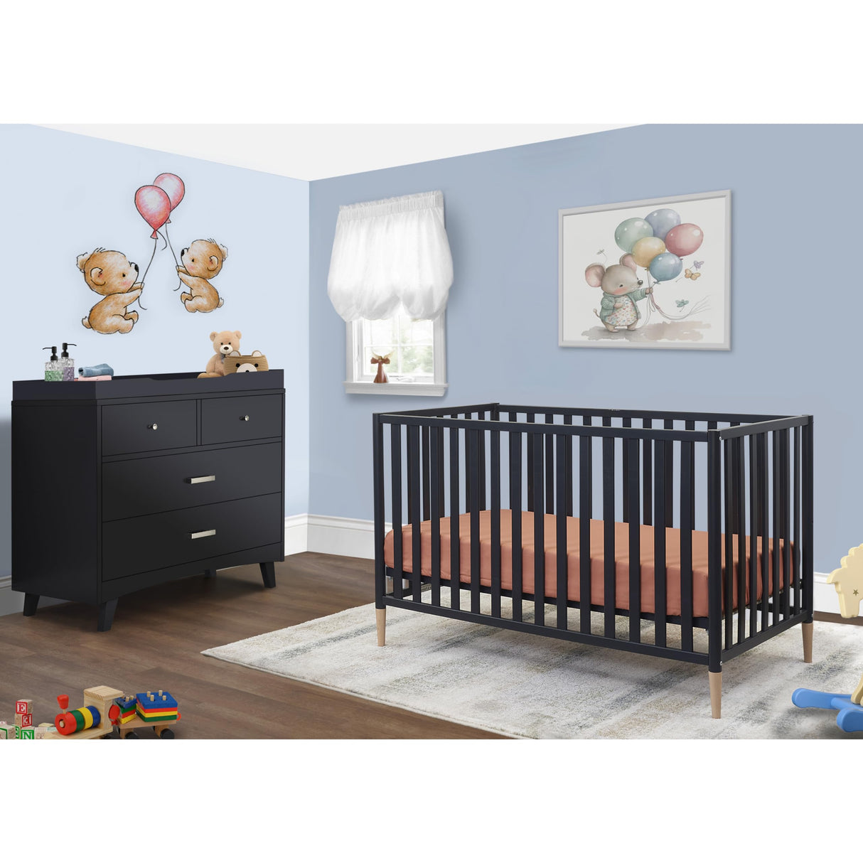 Sorelle Furniture Mia Crib Classic 3-in-1 Convertible Crib, Made of Sustainable Beech Wood, Wooden Baby Bed, Toddler and Child’s Daybed, with Removable Feet, Simplistic Nursery Furniture (Midnight) Sorelle Furniture