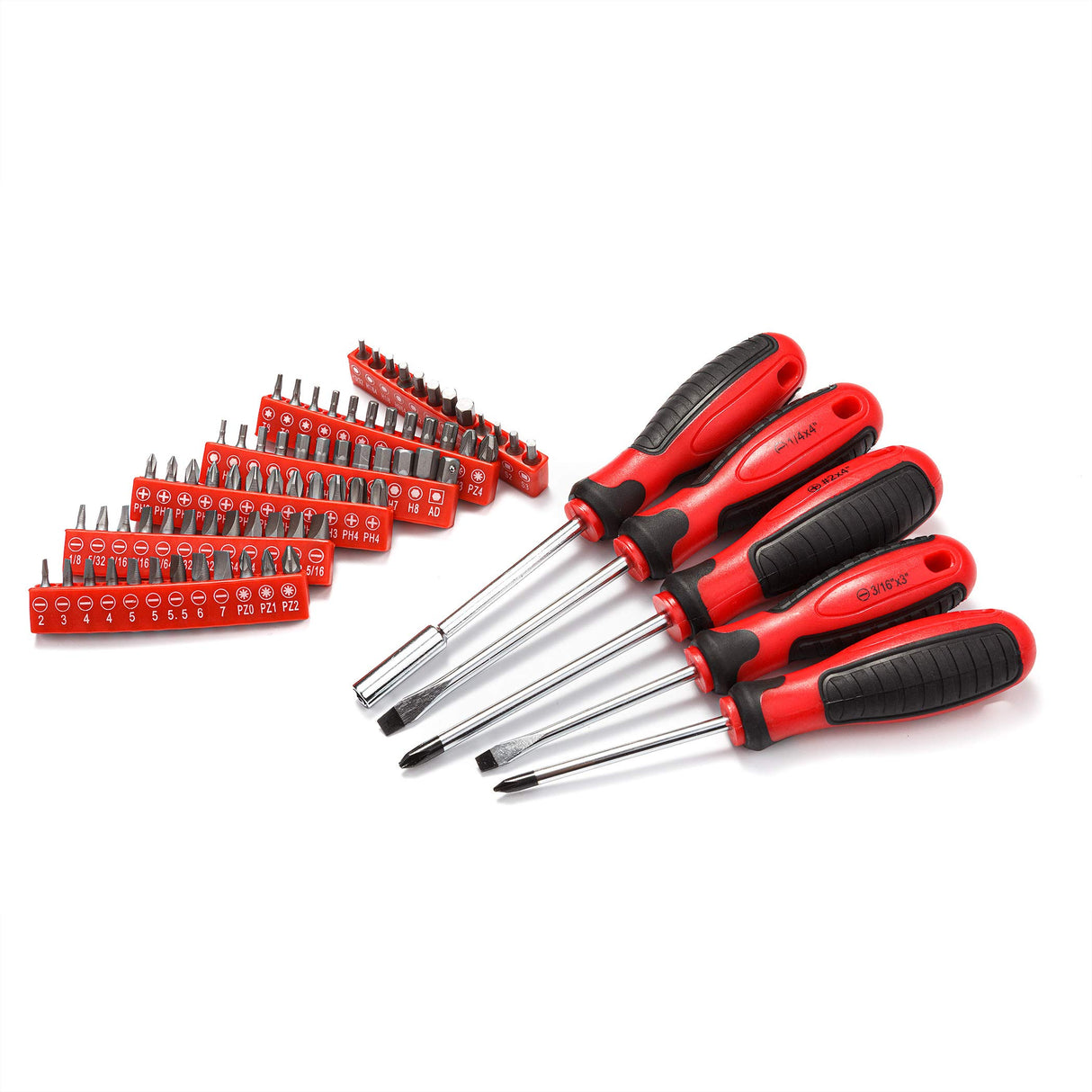 CARTMAN 205 Piece Ratchet Wrench Tool Set,1/4" & 3/8" & 1/2" Drive with SAE/Metric Sockets Kit in Plastic Toolbox CARTMAN