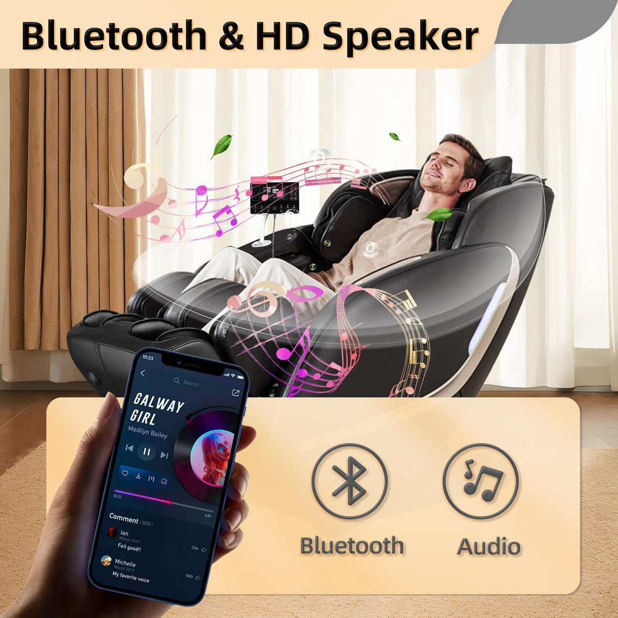 EASPEARL 2025 Massage Chair, 4D Full Body Zero Gravity Massage Chairs with APP, SL Track Shiatsu Stretch Massage Recliner Chair with Electric Footrest, Heat, Foot Rollers, Body Scan(Black) EASPEARL