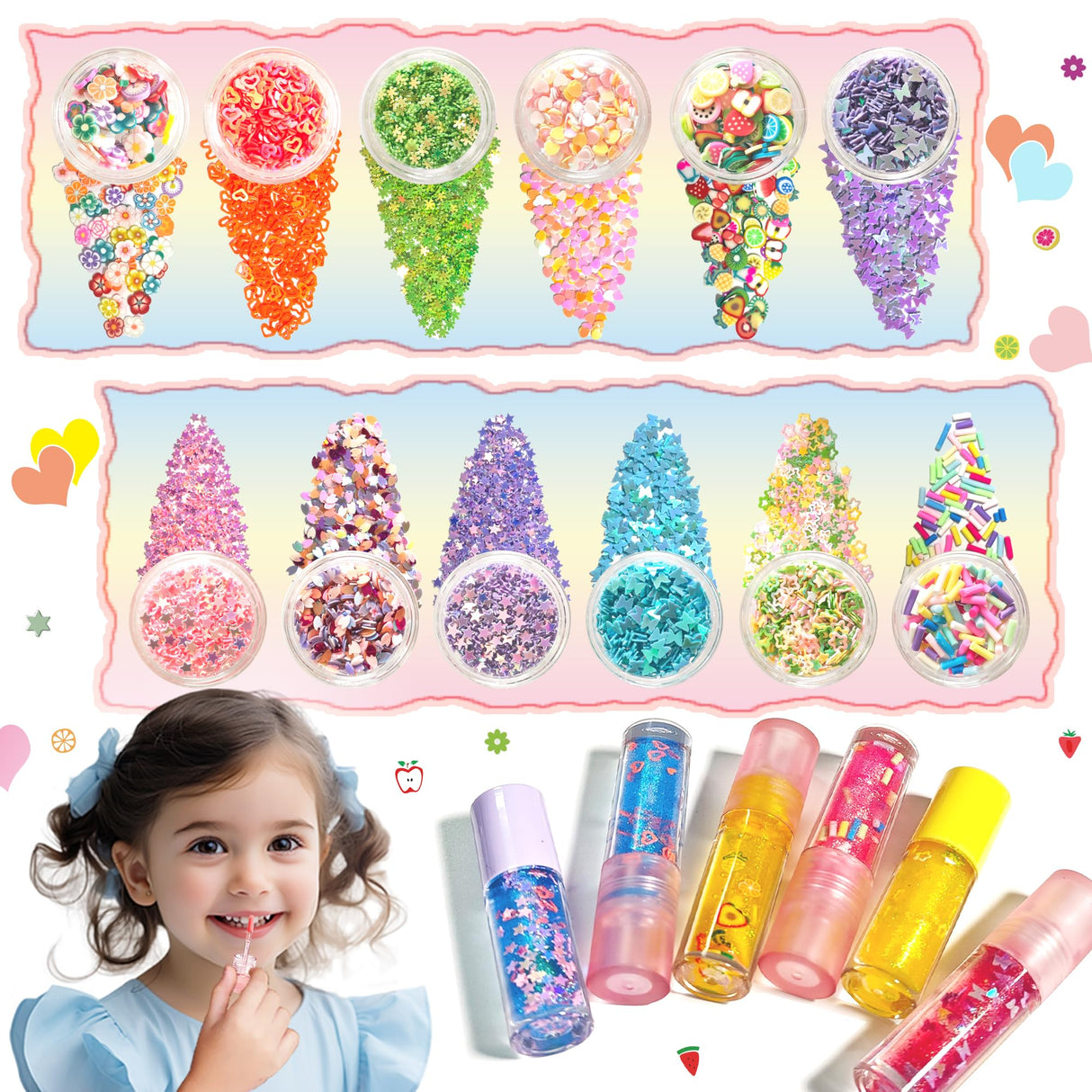 BRIPATI DIY Lip Gloss Making Kit - All-in-One to Make Your Own Lip Care Gloss Set with Clear Base, Pigments, Glitter, Tubes, Fun Creative Gift for Women Girls Makeup Lovers in Christmas Birthdays BRIPATI