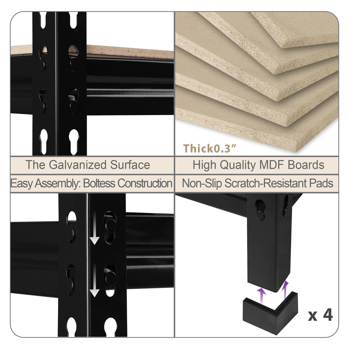 Prilinex Heavy Duty Storage Shelves - 5-Tier Adjustable Metal Garage Shelving Unit, Standing Utility Shelf Racks for Pantry Warehouse Kitchen, Black, 28" W x 12" Dx 59" H, 3 Packs Prilinex
