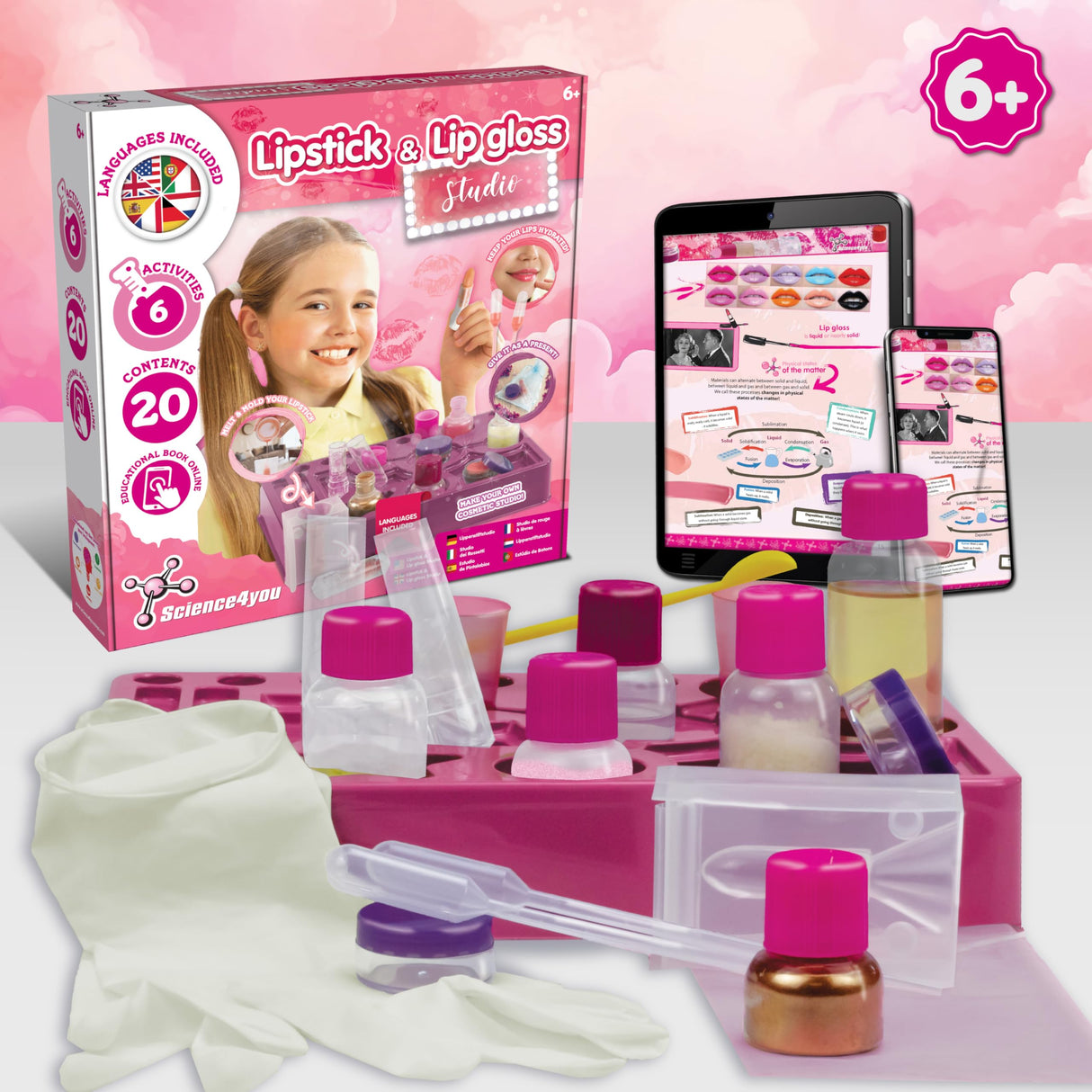 Science4you Lipstick & Lip Gloss Making Kit for Girls – Make Your Own Lip Glosses, Lipsticks & Lip Balm - 7 Beauty Activities for Kids Included, Original Gift for Girls Age 8 9 10 11+ Science4you