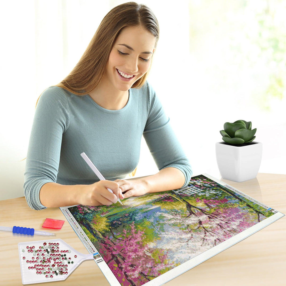 JOOZ Flowers Diamond Painting Kits for Adults 5D Large Landscape Diamond Painting Kit for Adults Full Drill Trees Diamond Painting Kits Gem Art Kits for Home Wall Decor 27.5x15.7Inch JOOZ