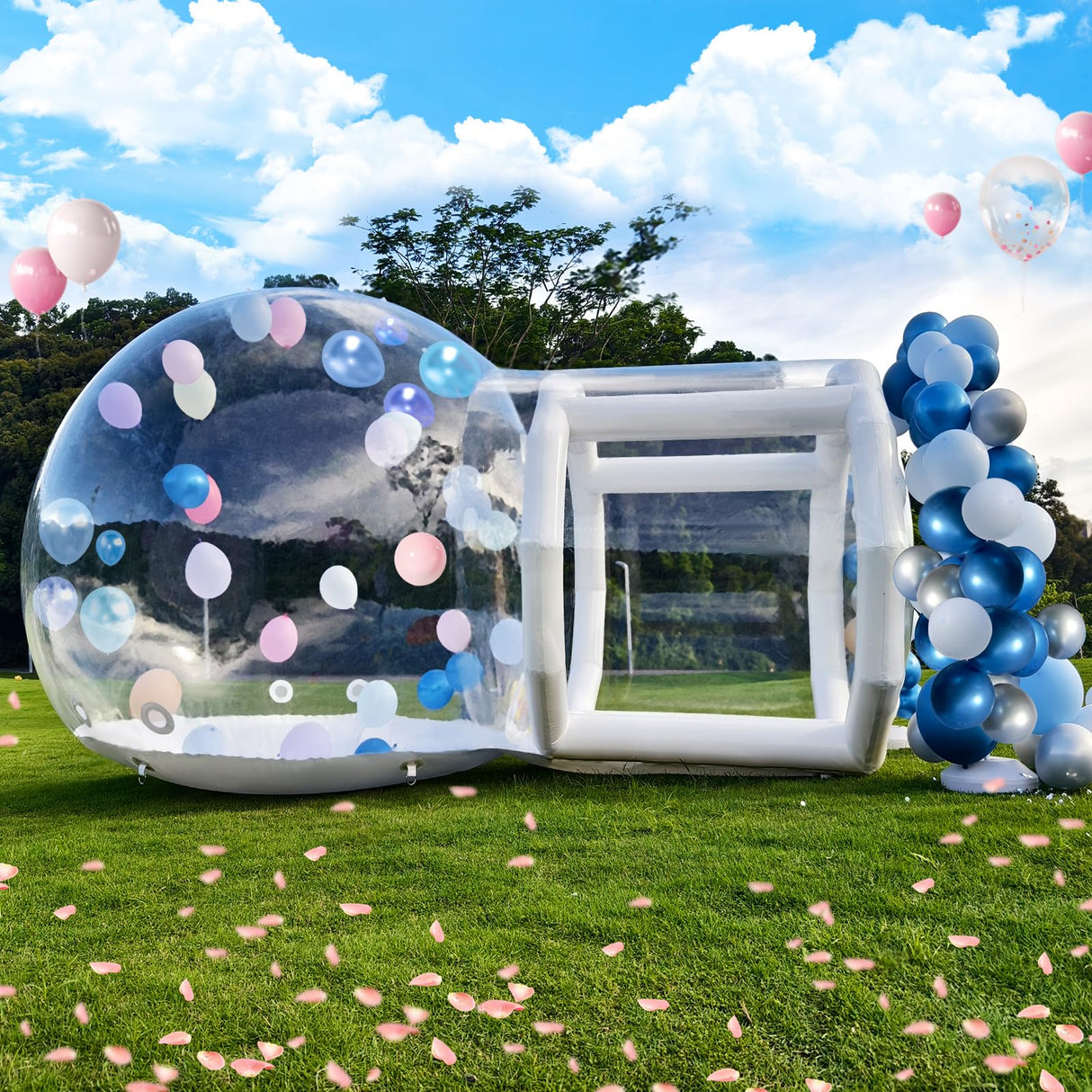 10FT Inflatable Bubble House Dome, Clear PVC Bubble Balloon House Ten with Tunnel, Air Blower, 600W Air Pump Transparent Bubble House Dome Inflatable for Party, Yard Decoration Gaonala