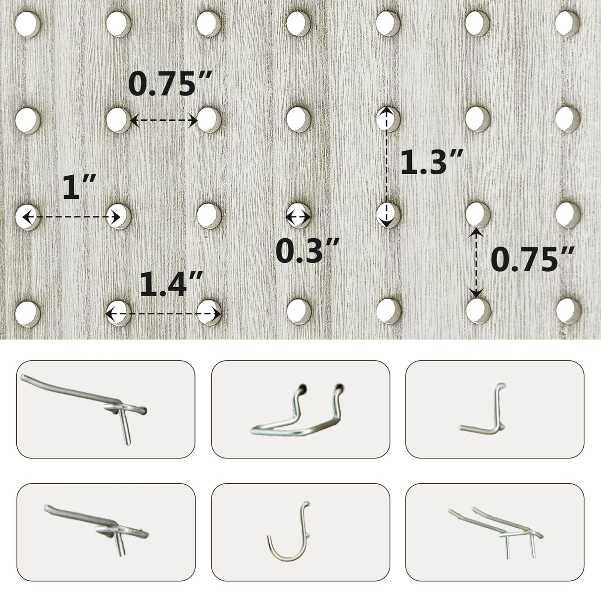 ALeesing 6 Panel Room Divider, 5.6Ft Pegboard Display Wood Folding Privacy Screens, Room Divider Peg Board Display Freestanding for Trade Show Craft Show Home Wall Organizer, Retro White ALeesing