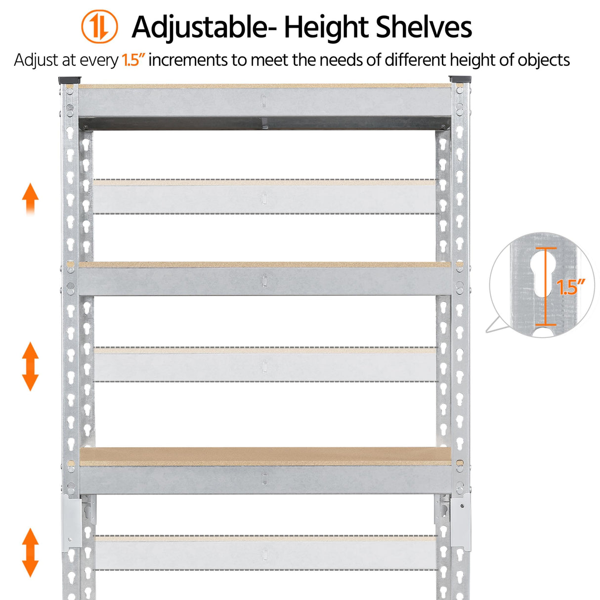 Topeakmart 5-Tier Utility Shelves, Metal Storage Shelves Garage Shelving Unit Adjustable Garage Storage Shelves Storage Racks Heavy Duty Shed Topeakmart