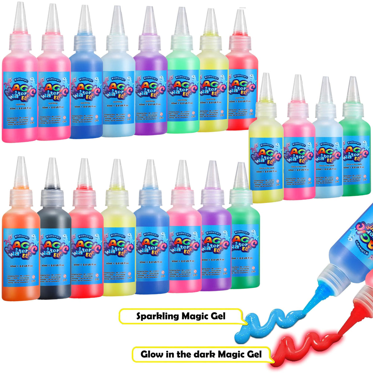 Kidisego Aqua Fairy Water Gel Kit for Kids, Magic Water Elf Toy Kit with 20 Colors Magic Gel, Aqua Fairy kit with 24 Shape Molds, Crate Your Own Magic Elf Kits Water Pets Craft Kits for Kids Kidisego