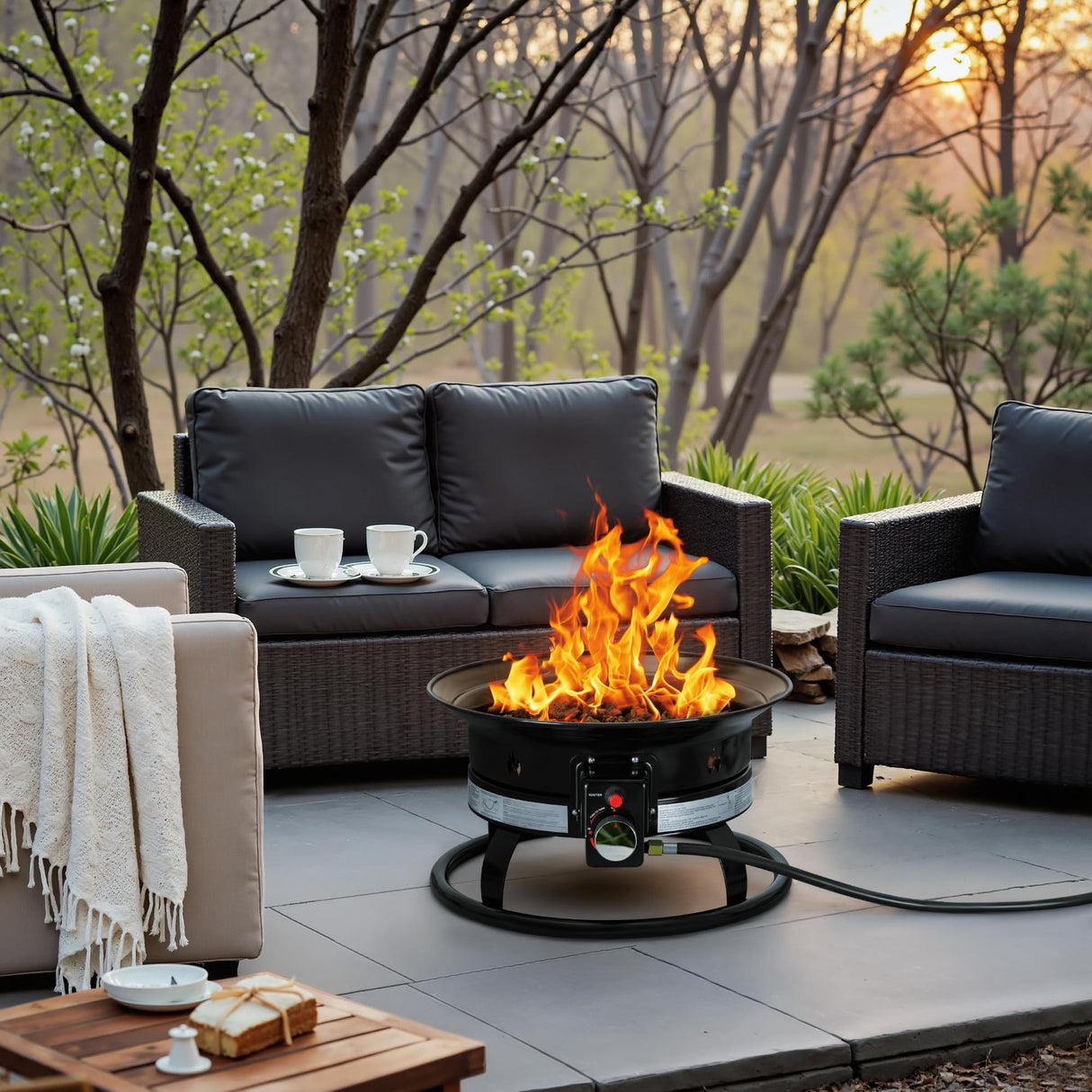 Flamaker Outdoor Fire Pit Portable Propane Gas Firepit Table for Outside Patio Fireplace Smokeless Firebowl with Cover and Carry Kit for Camping, Backyard, RV Flamaker