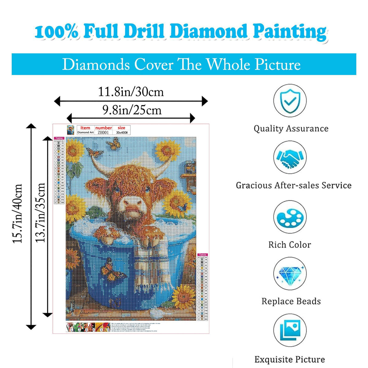 LumiCraft Cow Diamond Art Kits for Adults, Sunflower 5D Diamond Painting Kits for Beginner, DIY Full Round Gemstone Art Kit, Gift Home Wall Decor 12x16 Inch LumiCraft
