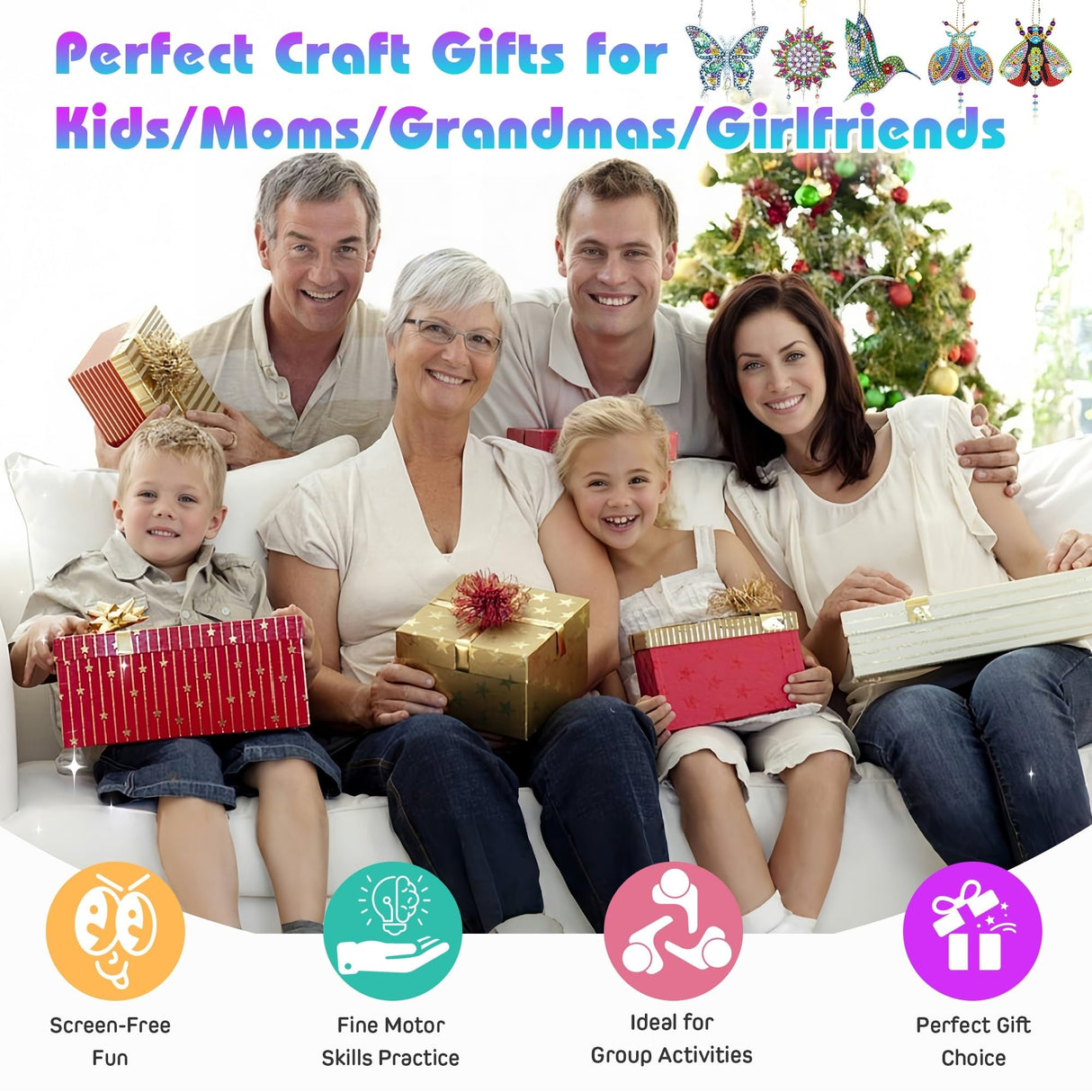 5Pcs Diamond art Kits for Kids/Adults, Crafts for Kids Ages 8-12, DIY Diamond Painting art Wind Chimes Crystal Window Suncatcher Craft, Birthday Gifts for 7 8 9 10 11 Year Old Girls, Home Garden Decor Mulyric