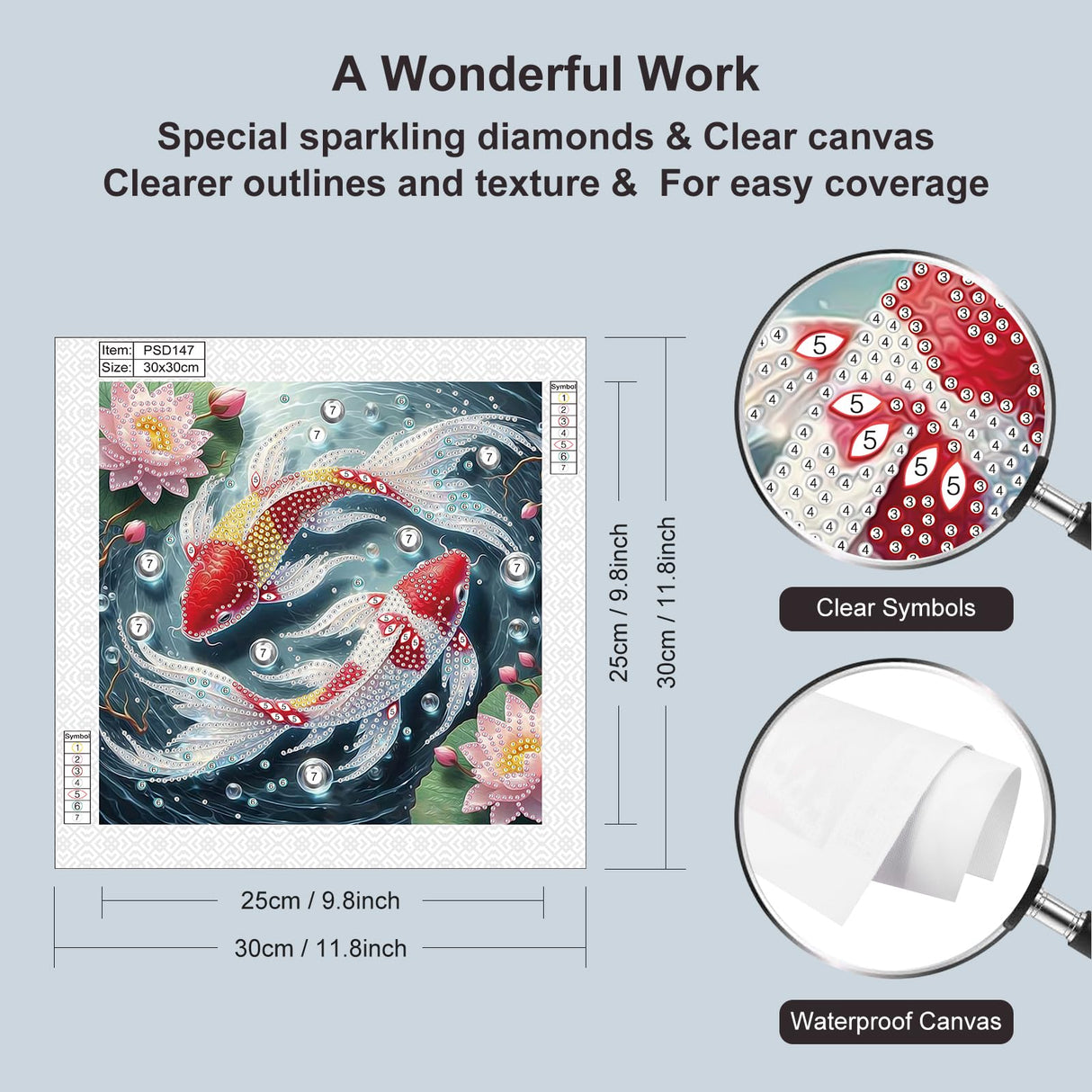 Acudotr Diamond Painting Kits for Adults Fish, 5D Special Shape Diamond Art Kits for Beginners, Crystal Rhinestones Diamond Painting for Home Wall Decoration, 12×12 Inch Acudotr