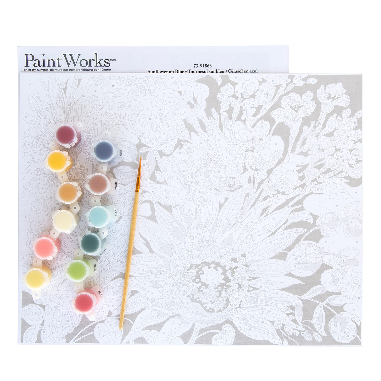 Dimensions Sunflower on Blue Paint by Number Kit for Adults and Kids, 14" x 11", Multicolor Dimensions