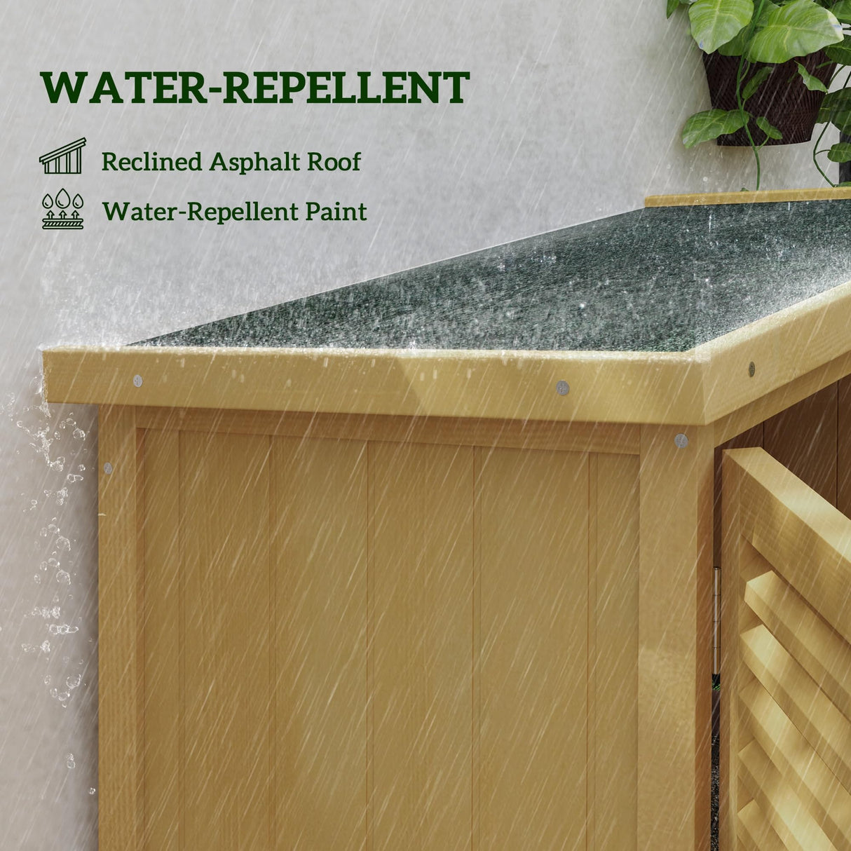 Outsunny 5' x 3' Wooden Outdoor Storage Cabinet, Garden Sheds & Outdoor Storage with Asphalt Roof & 2 Large Wood Doors with Lock, Yellow Outsunny