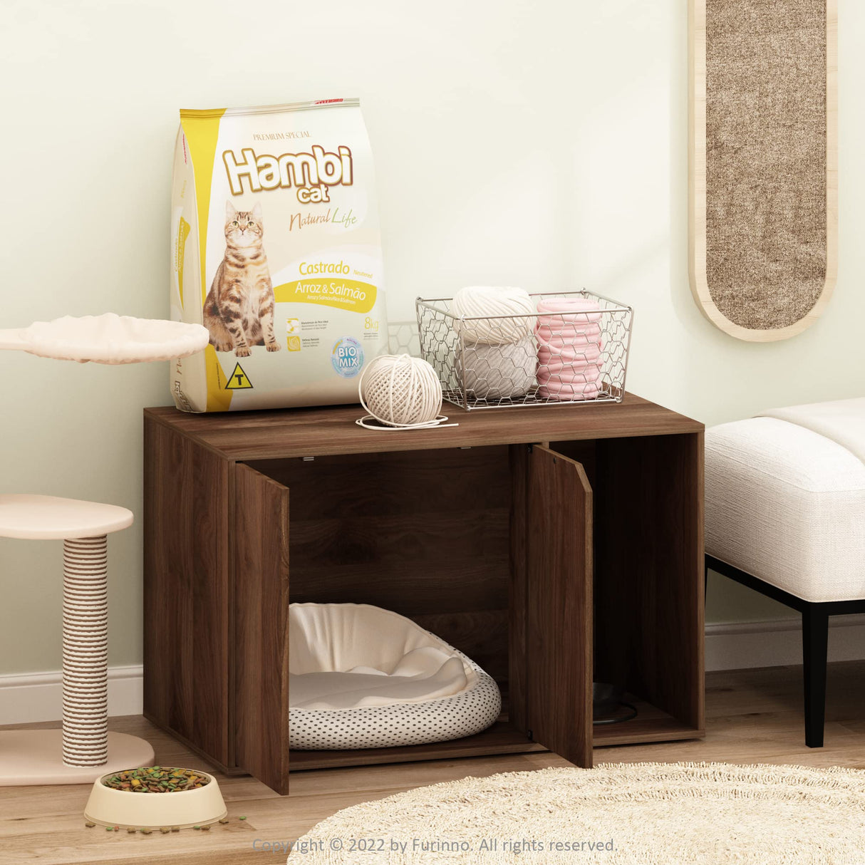 Furinno Peli Litter Box Enclosure, Columbia Walnut Furinno