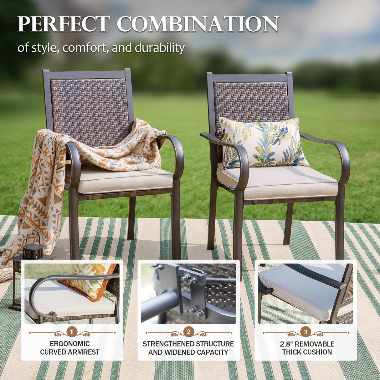 HERA'S HOUSE 9 Pieces Wicker Patio Dining Set, 8 x Rattan Dining Chair, 1 x Extendable Metal Dining Table, All Weather Resistant Outdoor Furniture Set for 8 for Lawn Garden Backyard HERA'S HOUSE