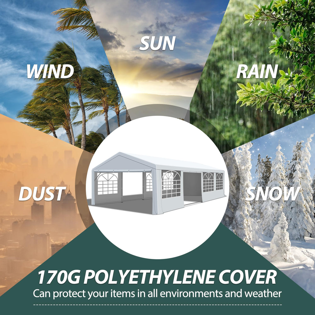 20x30 ft Party Tent Heavy Duty Canopy Tent with Removable Sidewall & 4 Sand Bags, Outdoor Wedding Event Tents for Party (20' x 30') QZEN