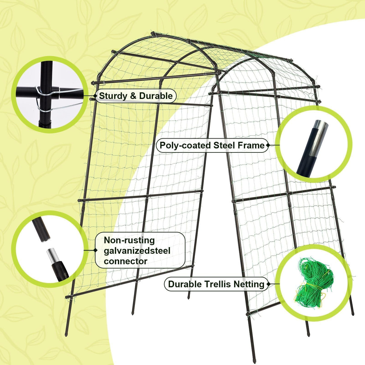 Lalahoni Garden Arch Trellis for Climbing Plants Outdoor, 7 ft Tall Walkway Metal Archway Arbor Tunnel Large for Vegetables Plant Cucumber Trellis for Garden Raised Bed, Black lalahoni
