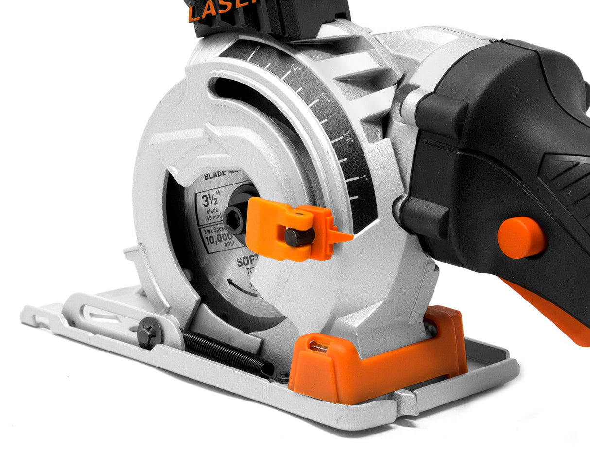 WEN 3620 5-Amp 3-1/2-Inch Plunge Cut Compact Circular Saw with Laser, Carrying Case, and Three Blades WEN