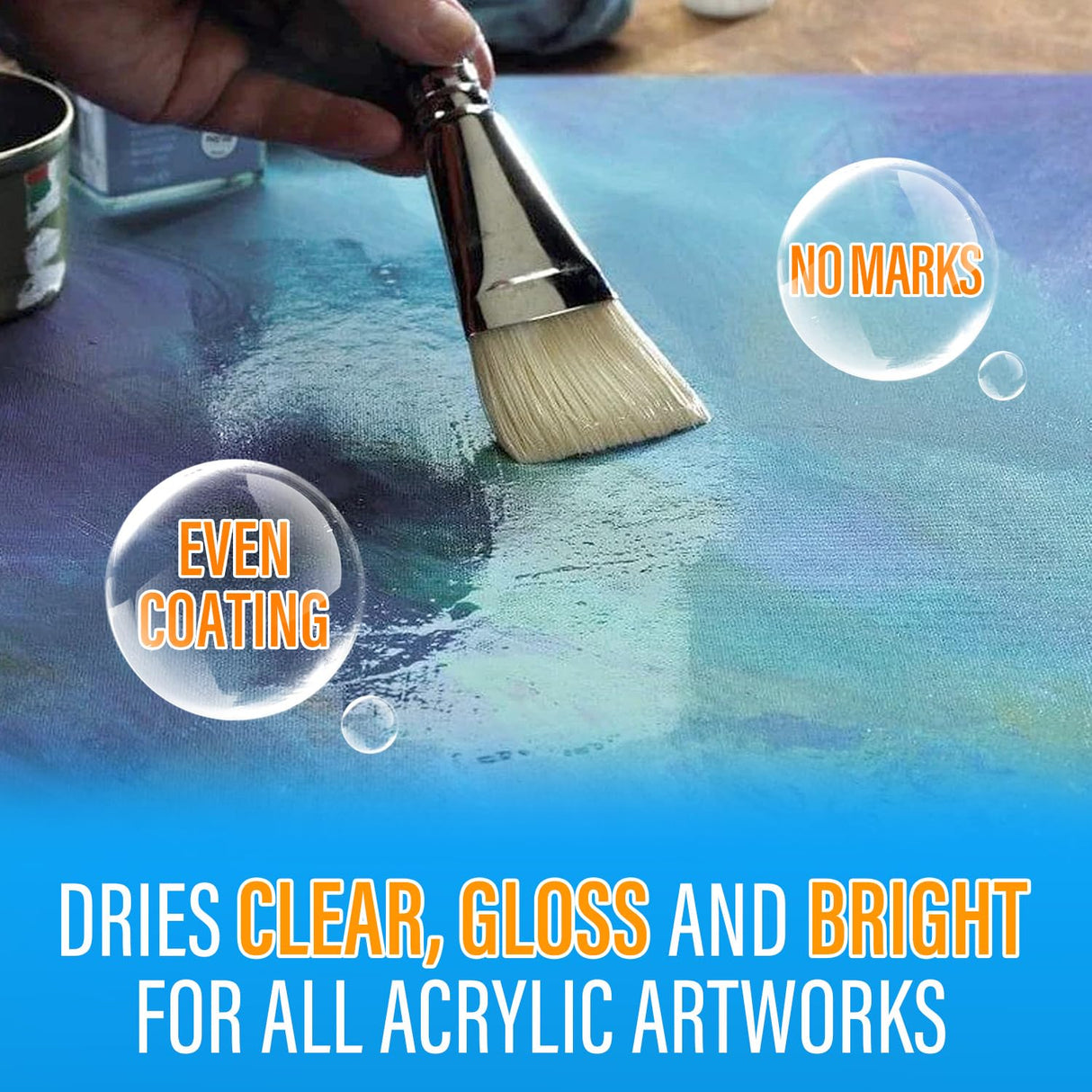 MCTRHG Gloss Varnish for Acrylic Painting, Artist's Acrylic Varnish, Non-Yellowing, Non-Toxic, Anti-Crazing, High Gloss Finish, for Artwork, Acrylics Paint, Suitable for Pro Artists, Hobby Painter MCTRHG