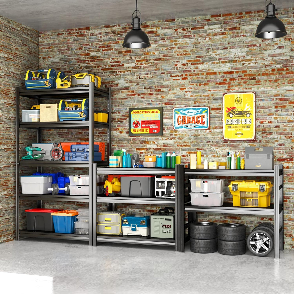 Notmise Garage Shelving, Industrial Metal Unit 2400Lbs - 5-Tier Adjustable Storage, Easy Assembly for Pantry, Garage, Warehouse (63" H x 36" W x 14" D) Notmise