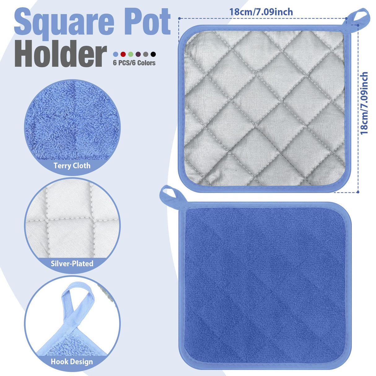 Zubebe 12 Pcs Oven Mitts and Pot Holders Multicolor Sets 6 Pair Blank Sublimation Heat Resistant Cotton Oven Gloves Kitchen Gloves 6 Terry Cloth Pot Holders Oven Hot Pads for Cooking Baking Grilling Zubebe