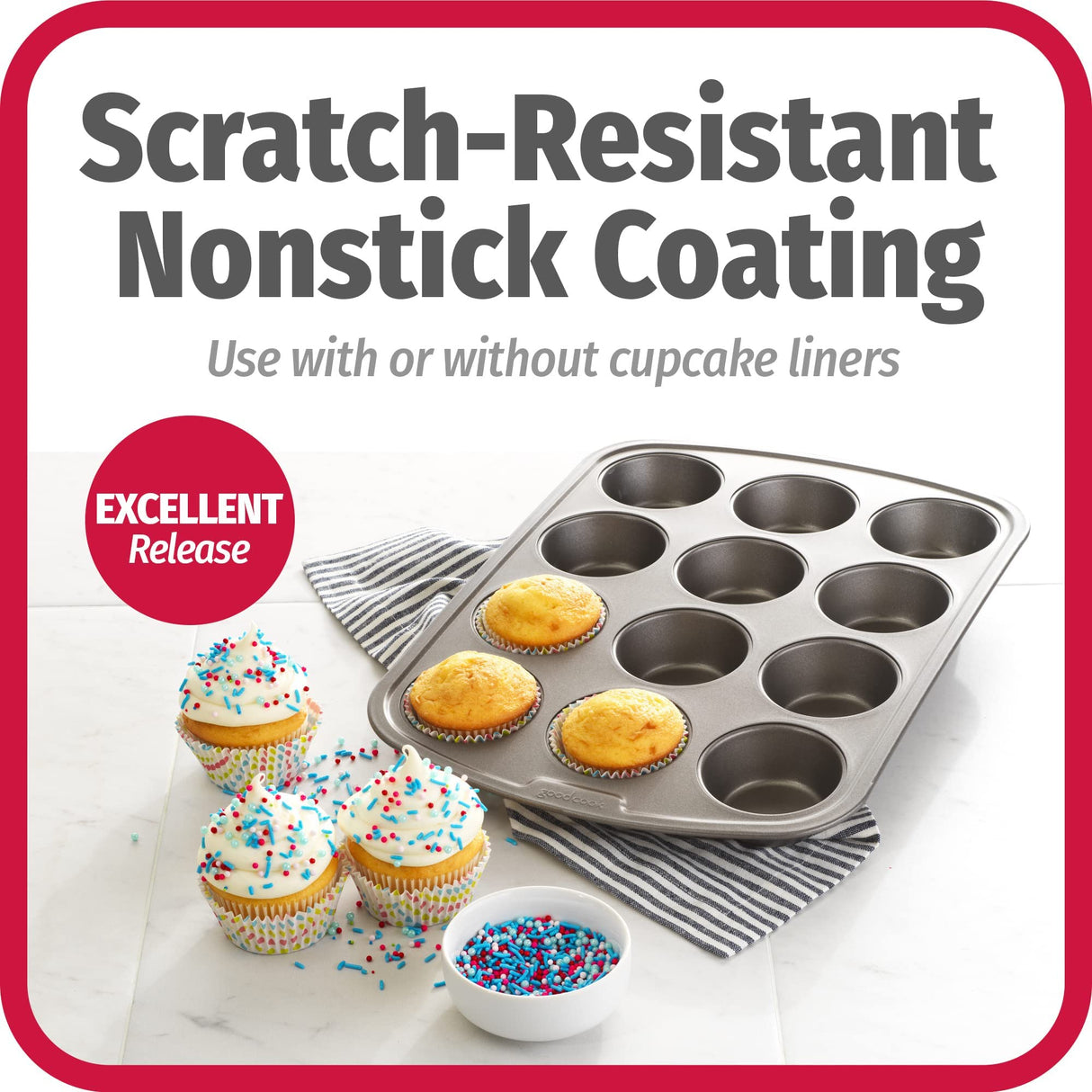 Goodcook 4031 Nonstick Bakeware, 2-3/4 in Dia x 18.3 in L x 11.8 in W x 8.1 in H GoodCook