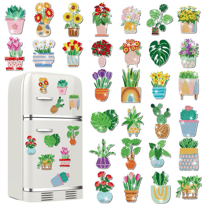 Remuuly 30 Pcs Diamond Painting Magnets Summer Diamond Art Magnet Kits for Adults Spring Flower Animal Cupcake 5D Rhinestones Refrigerator Magnetic Stickers for Fridge DIY Crafts Gifts(Spring)