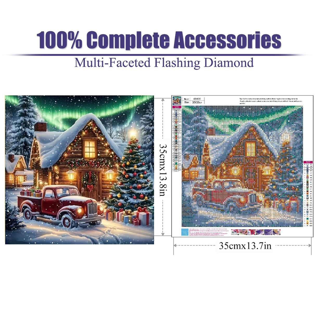 gganmtere 5D Christmas Red Truck Diamond Art Painting Kits for Adults,Landscape Diamond Painting Kits for Beginners,Full Drill Diamond Dot,Gem Art Crafts for Adults Wall Decor 14x14inch gganmtere