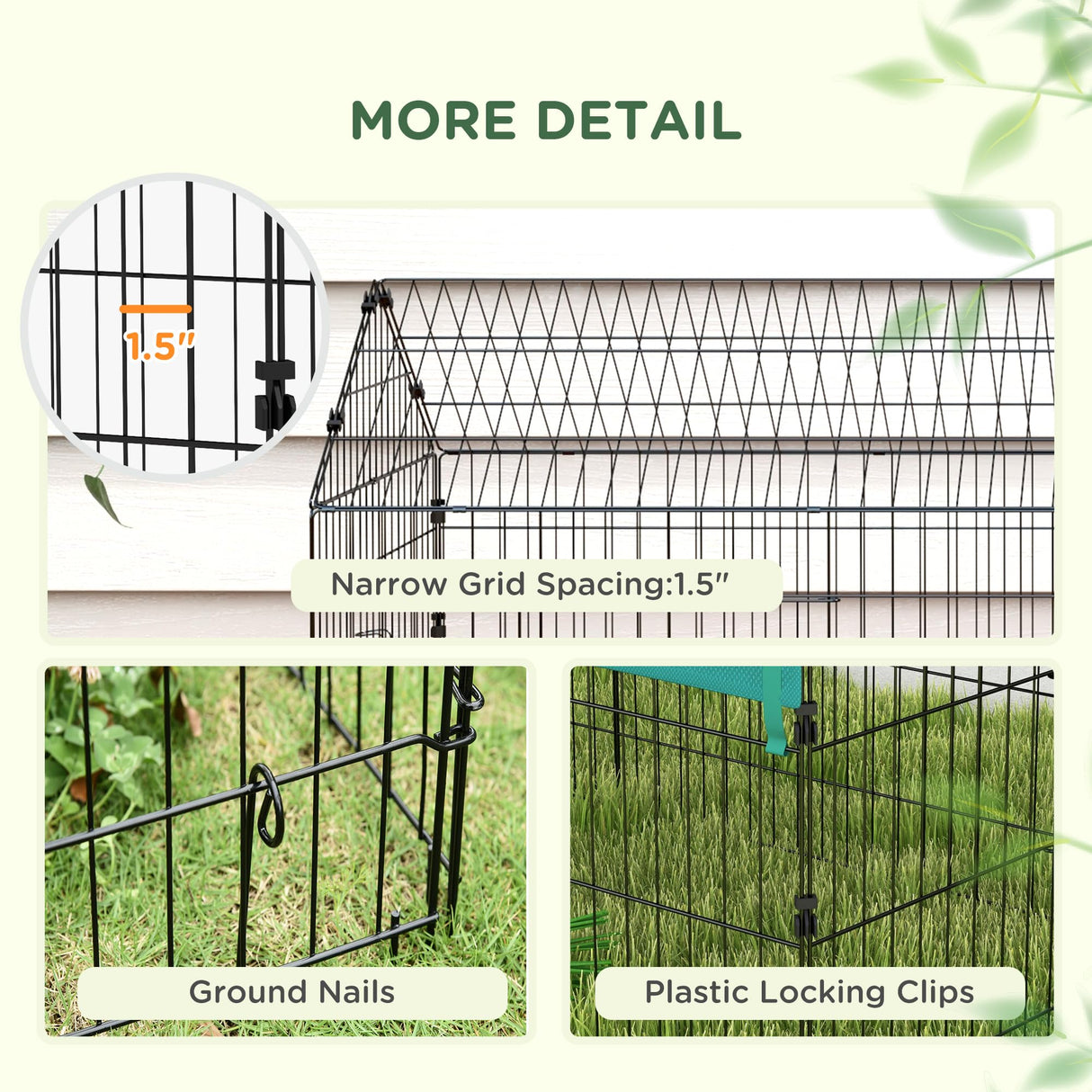 PawHut 73" L Metal Chicken Playpen, Small Animal Cage, Chicken Coop, Pet Yard Fence for Rabbits, Chinchillas with Roof for Indoor & Outdoor, 29.5" H, Green PawHut