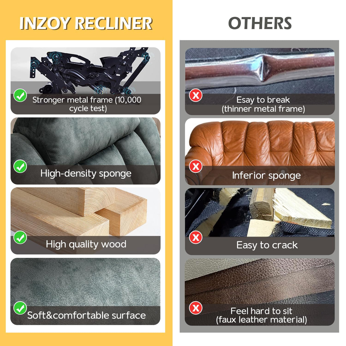 INZOY Massage Swivel Rocker Recliner with Heat and Vibration, Manual Rocking Recliner Chair with Vibrating Massage, Comfy Padded Overstuffed Soft Fabric Heated Recliner, Grayish Green INZOY