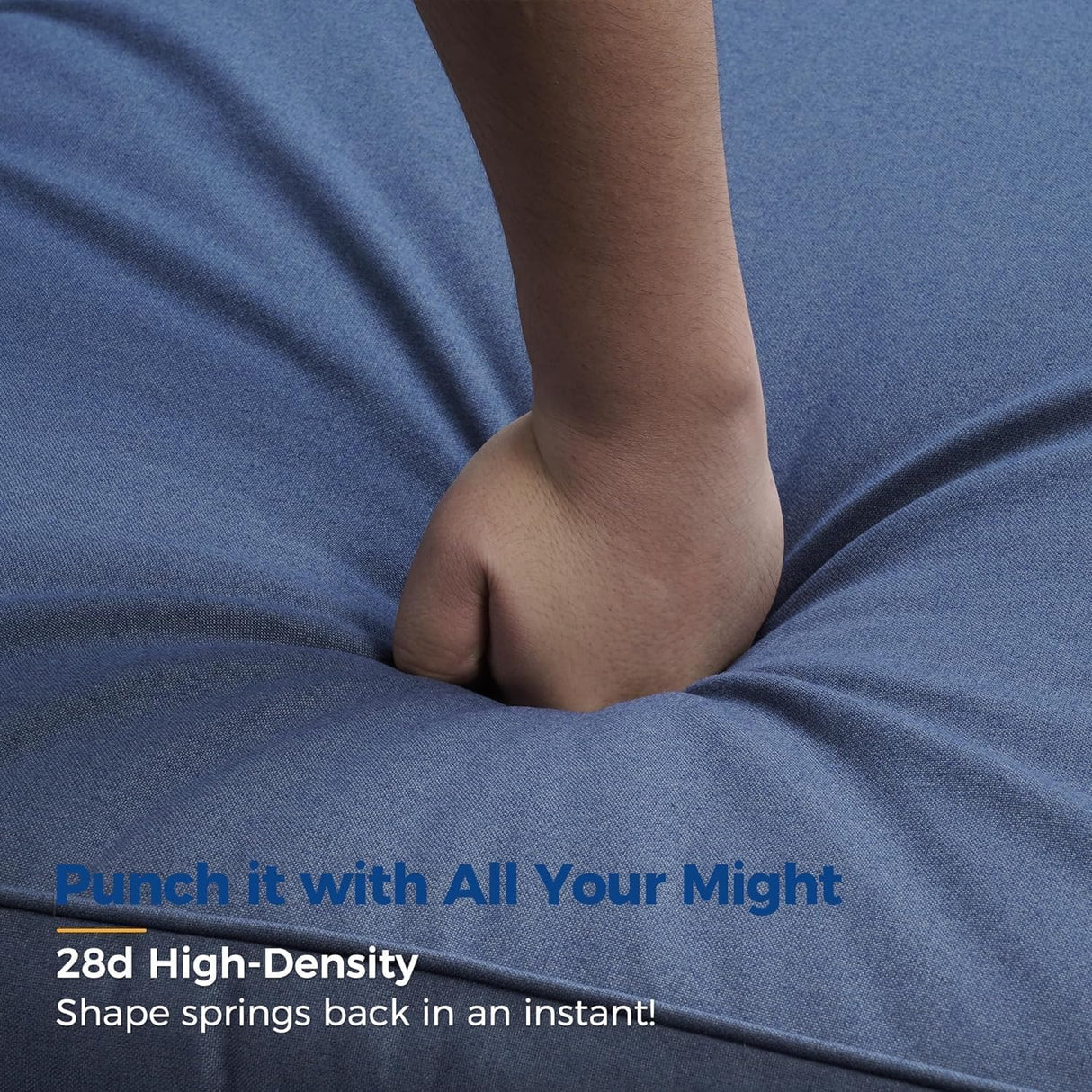 Wisteria Lane Aluminum Outdoor Patio Furniture Set, 7 Seats Modern Patio Conversation Sets, Outdoor Sectional Metal Sofa with 5 Inch Cushion and Coffee Table for Garden, Black Frame and Blue Cushion Wisteria Lane