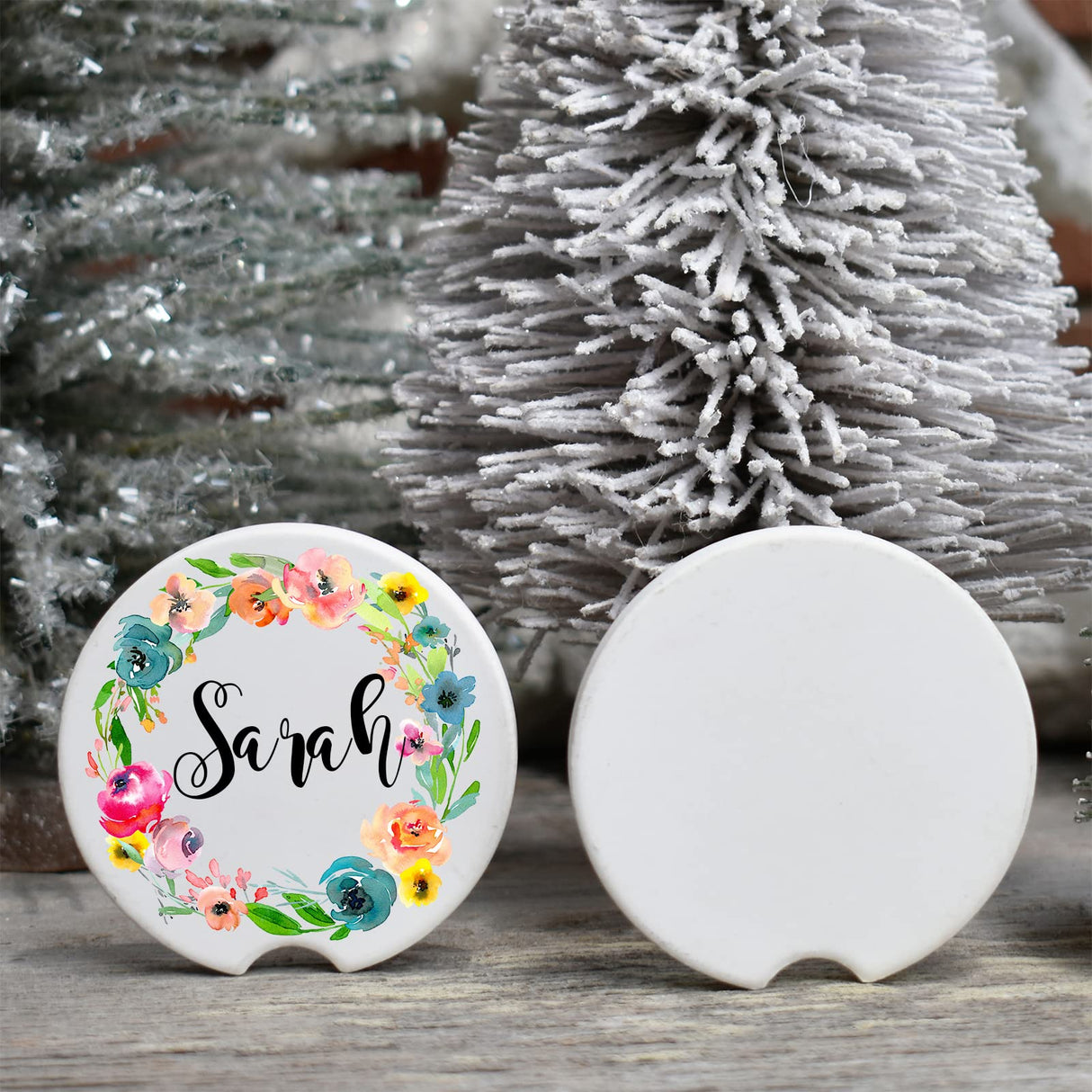 HUMNIC 10pcs Sublimation Blanks 2.6 Inch Ceramic Stone Car Cup Coasters with A Finger Notch for Easy Removal,Sublimation Blank Car Coaster,White Sandstone Car Coaster Sublimation Blanks HUMNIC