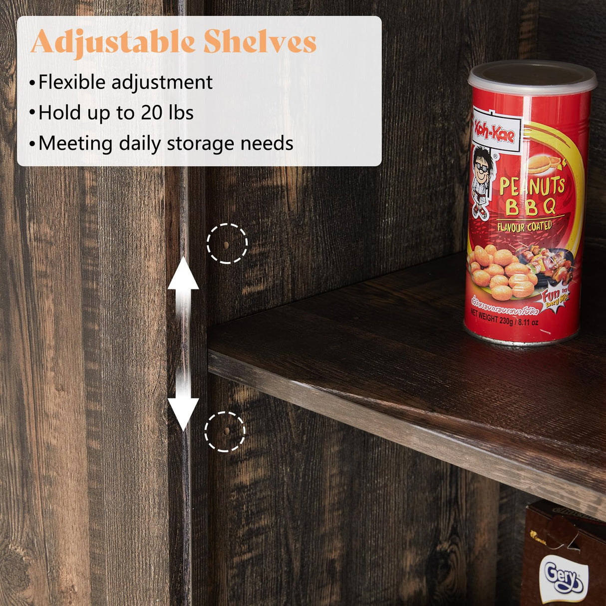 AMERLIFE 2 Pcs Farmhouse Kitchen Pantry Cabinet, 72" Tall Storage Cabinet with Adjustable Shelves & Barn Doors & Drawer, Freestanding Kitchen Cupboard for Dining Room, Living Room, Dark Rustic Oak AMERLIFE