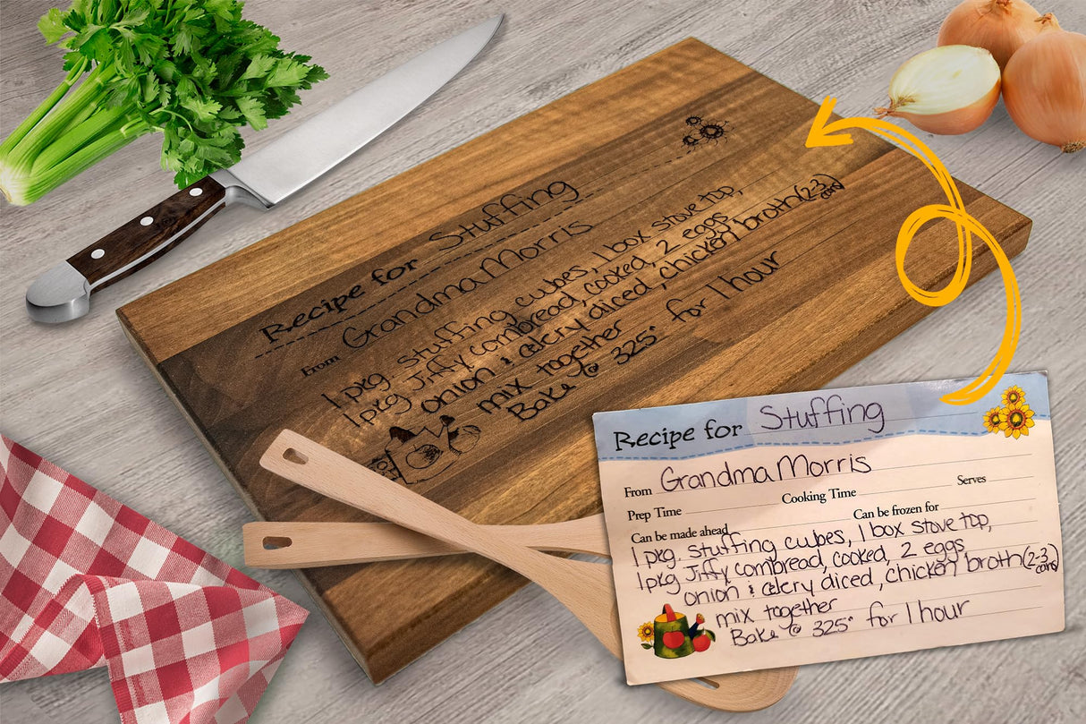 Mom and Grandma Handwritten Recipe Cutting Board, Personalized Family Recipe Cutting Board, Engraved keepsake gift, Mother's day gift for Mom and Mother in Law, Family Heirloom Gift for Grandma Generic