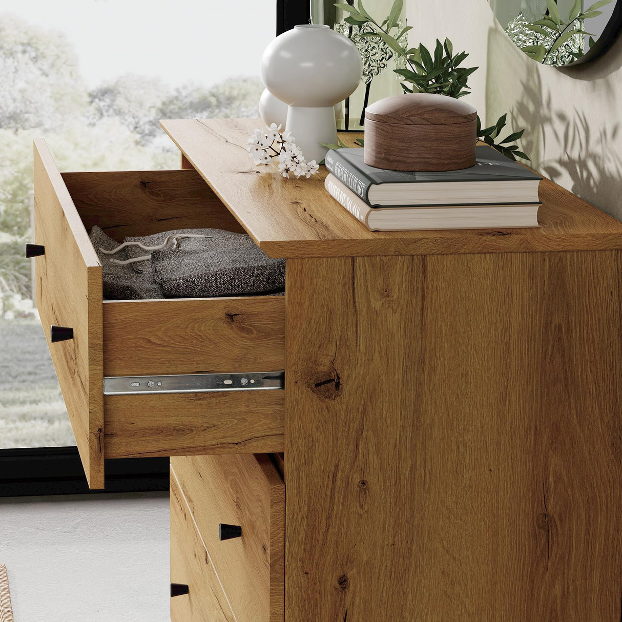 WAMPAT Dresser with 6 Drawers, Bedroom 70.8" Wide Wooden Chest of Drawers, Modern Dressers Closet Storage Organizer w/Solid Wood Legs for Living Room, Kids Room, Nursery, Oak Brown WAMPAT