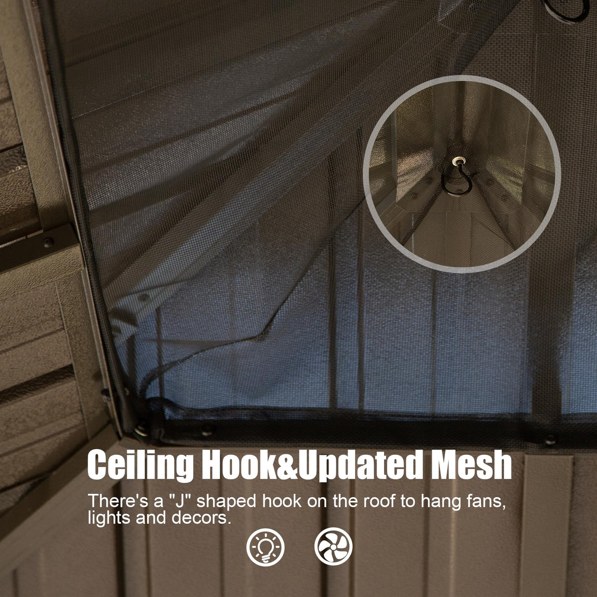 Domi 10x14 FT Outdoor Gazebo, Hardtop Gazebo with Galvanized Steel Double Roof, Metal Gazebos with Drainage System Patio Pergola for Patio Deck Backyard,Curtain and Netting, Brown domi outdoor living