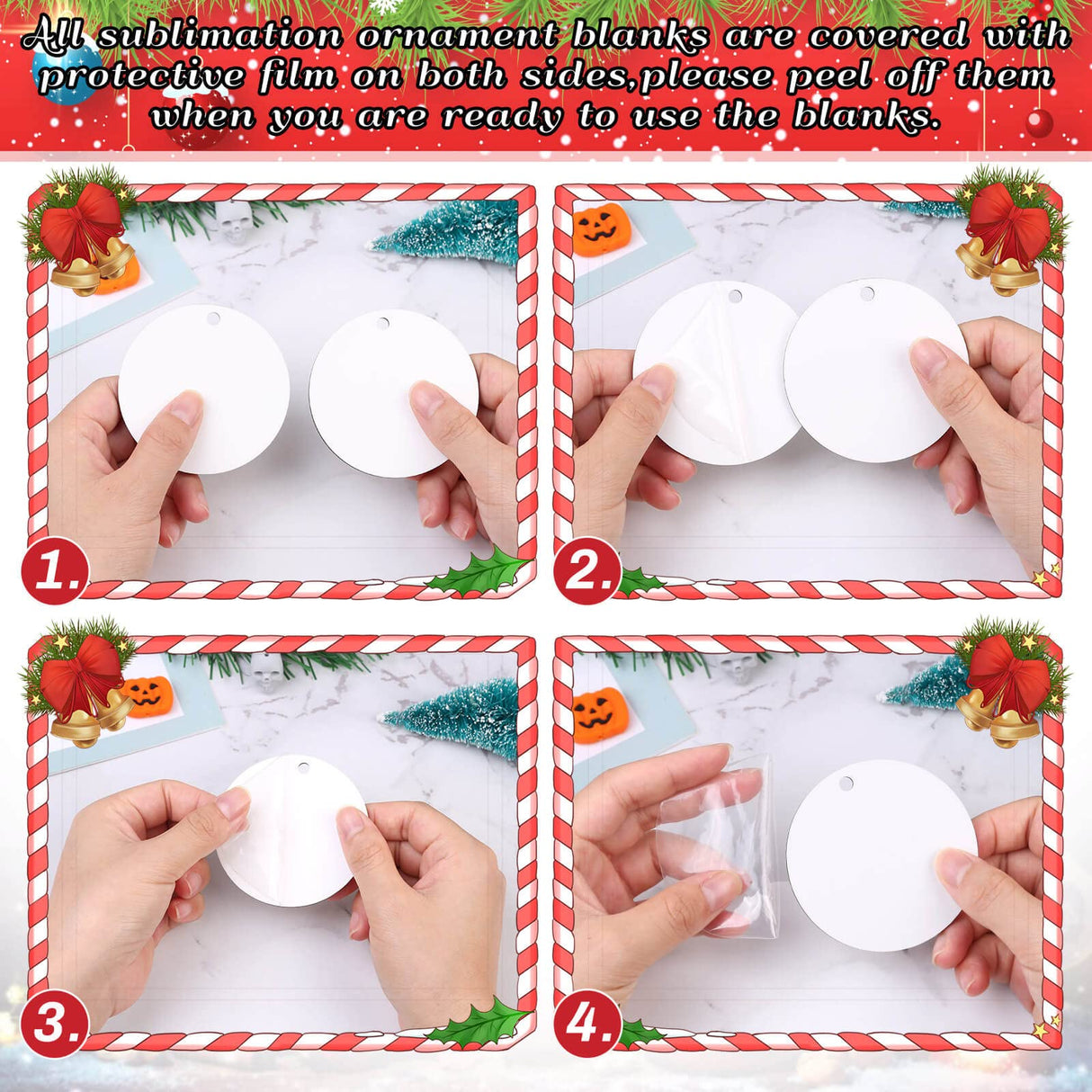 Billbotk 25 Pieces Sublimation Ornament Blanks, 3.15" Round Blank Sublimation Ornaments Sublimation Christmas Ornament Blanks for Christmas Tree Décor, DIY Handmade Crafts(3.15 inches) Billbotk
