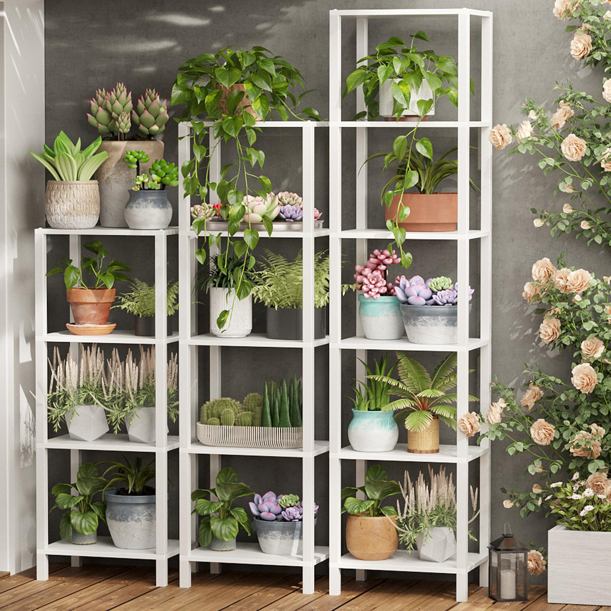 TUTOTAK Bookshelf, 6-Tier Tall Book Shelf, Narrow Bookcase for Small Space, DIY Stackable Bookshelf, for Living Room, Office, Study, Entryway, Industrial, White BS01BW006 TUTOTAK