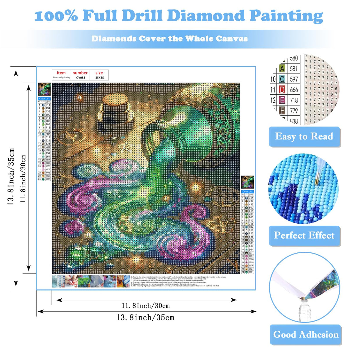 Magic Bottle Diamond Art Kits for Adults, 5D Diamond Painting for Beginners, Diamond Dot, Dimond Art Paintings Kit, DIY Gem Painting Kit, Crafts for Adults, Crystal Art Home Wall Decor Gifts 14x14inch Rekxtmo
