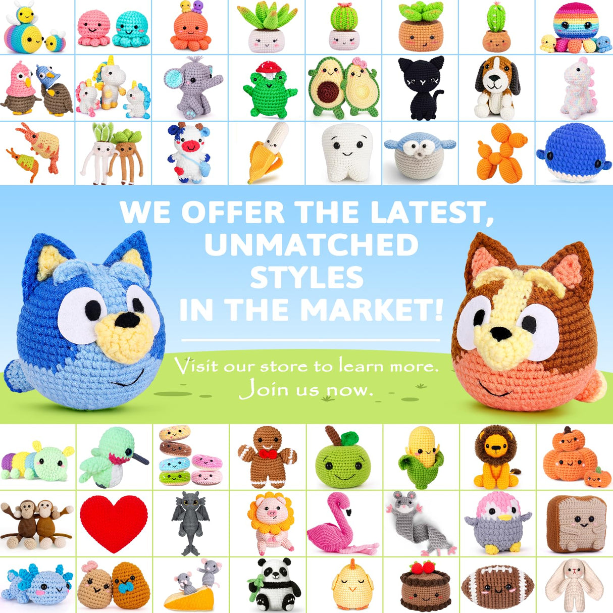 Acehochen Crochet Kit for Beginners, Beginner Crochet Kit for Adults with Step-by-Step Video Tutorials, Crochet Animal Kits Kids Knitting Supplies (2 Pack) Acehochen