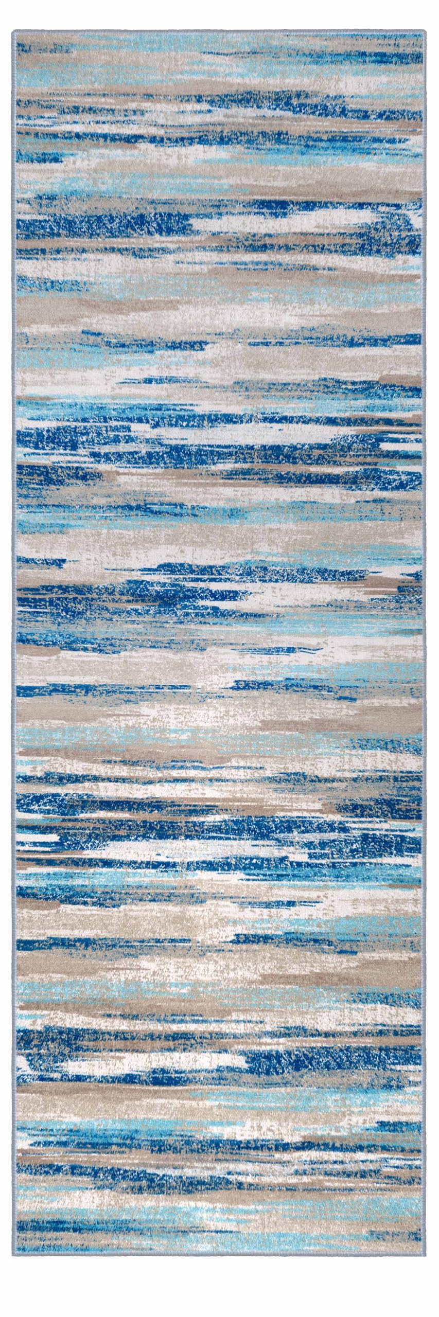 Lansny Modern Abstract Runner Rug 2x6, Blue Washable Kitchen Runner Non-Slip Soft Hallway Rug Runner Thin Print Faux Wool Carpet for Entryway Bedroom Laundry Room Indoor Home Decor Lansny