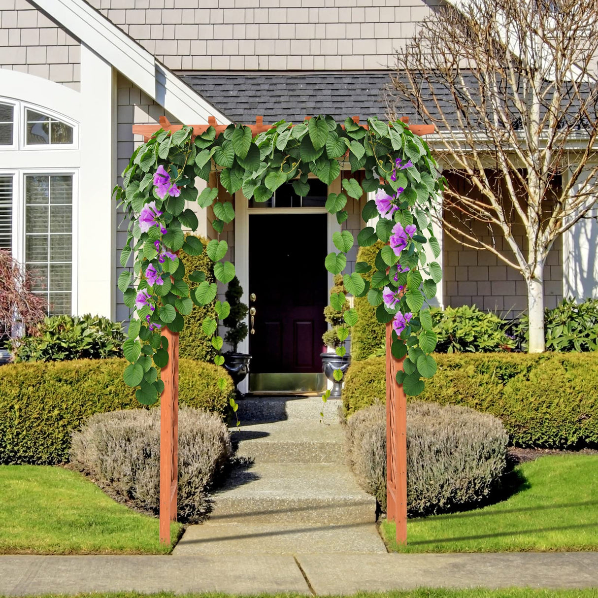 Tangkula 88-Inch Wooden Garden Arbor with Trellis, Decoration Outdoor Rose Arbor with Metal Connection for Climbing Plants, Wedding Arch for Ceremony, Bridal Party, Archway, Lawn, Patio Tangkula