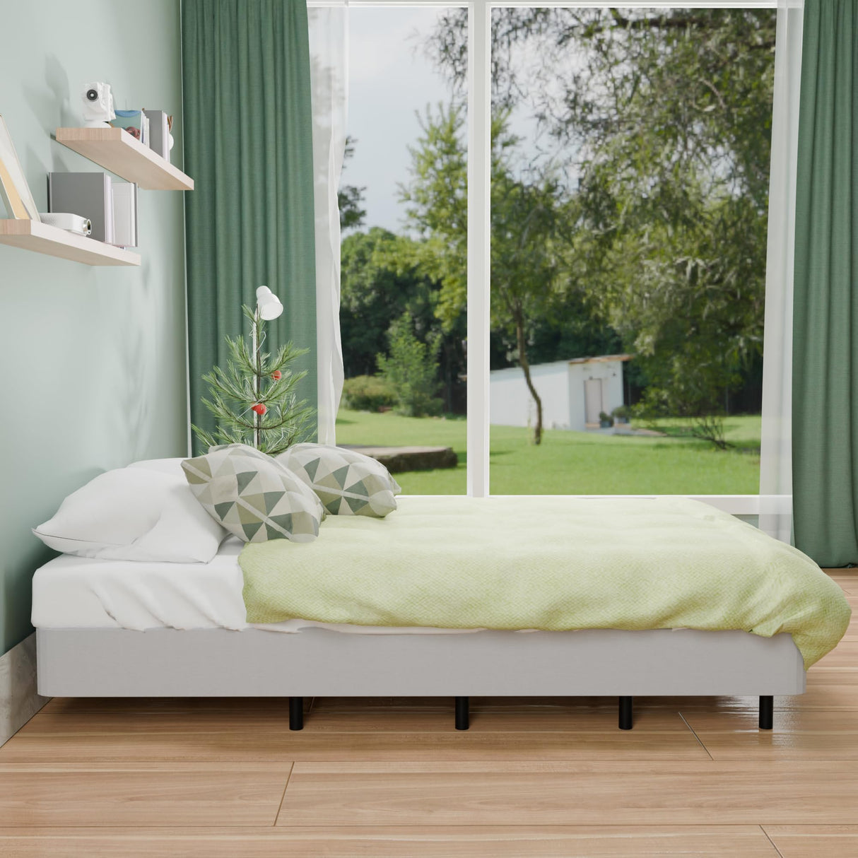 FMDMR King Box Spring 4 Inch, Low Profile King Size Box Spring Only, Heavy Duty Mattress Foundation Metal Bed Base with Fabric Cover, Easy Assembly, Non-Slip, Noise Free FMDMR