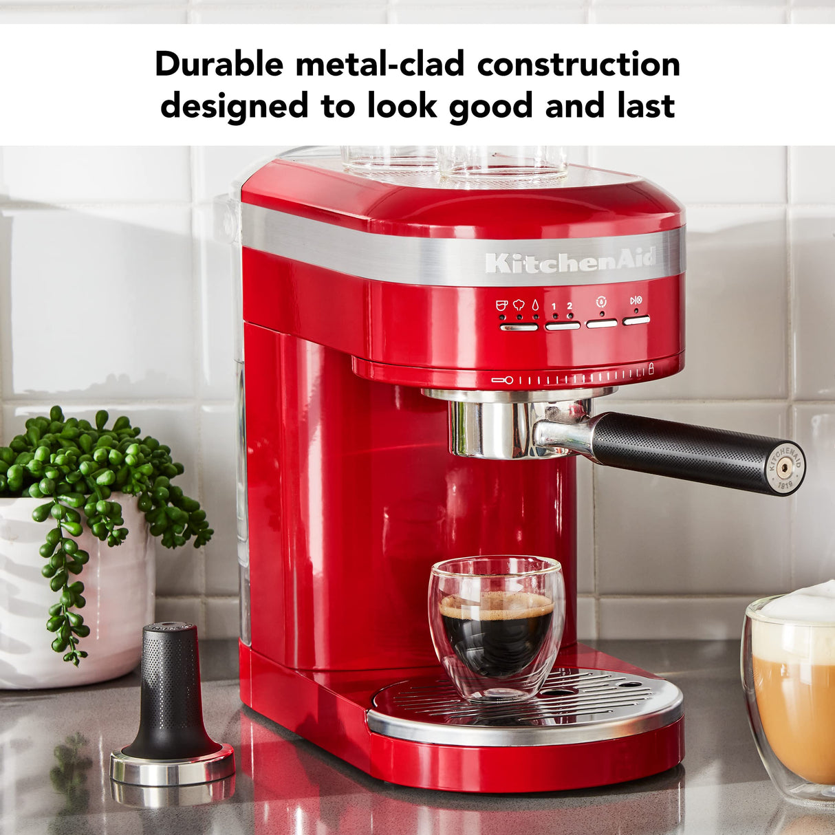 KitchenAid Metal Semi-Automatic Espresso Machine - KES6503, Empire Red, 1.4 Liters KitchenAid