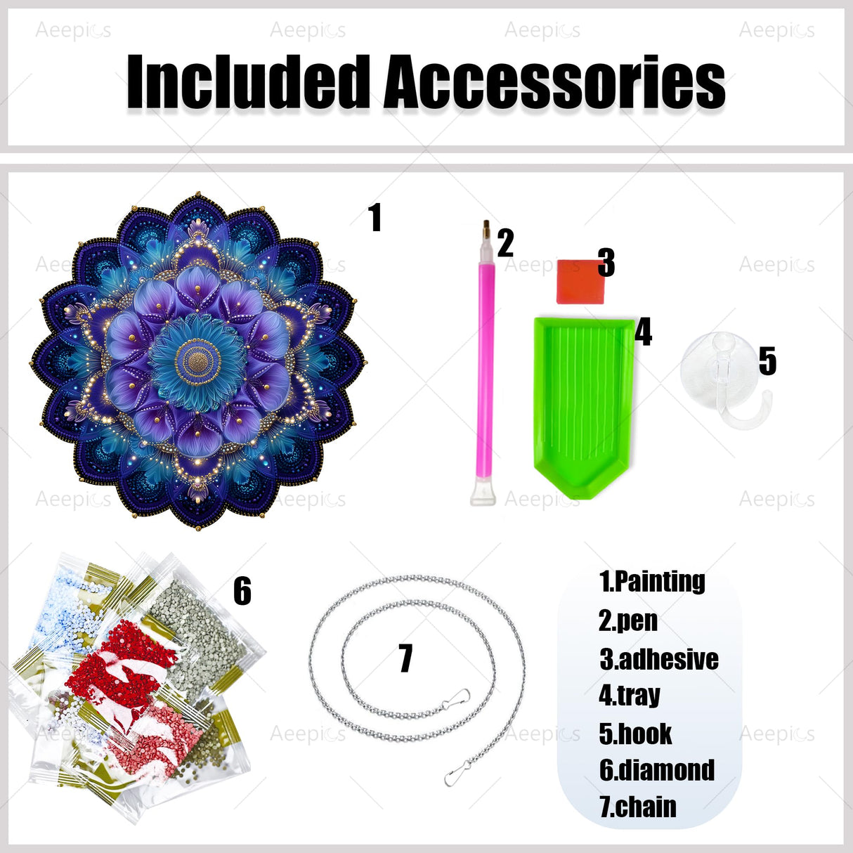 Aeepics Hanging Diamond Art Kit for Adult Mandala, DIY Diamonds Painting Pendant Ornament Kit, Acrylic Diamond Art Painting Board Kit Aeepics