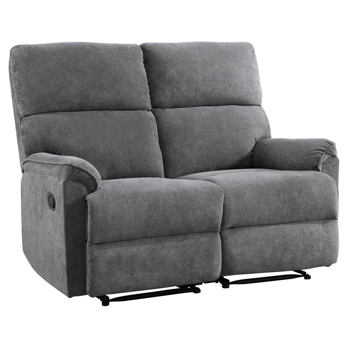 EBELLO Fabric Manual Reclining Sofa Couch, Recliner Loveseat Sofa with Sturdy Robust Metal Base, 2 Seats for Small Living Room, Bedroom and Meeting Room, Grey EBELLO